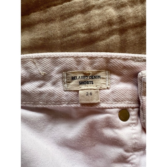 Madewell Denim Shorts High Waisted Frayed Hem Pink Raw Edge Casual Size 26 - Picture 5 of 6